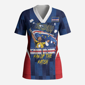 Custom Vozinha Cabo Verde Football Scrub Top Tubaroes Azuis Man Of The Match