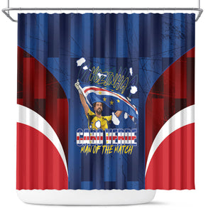 Vozinha Cabo Verde Football Shower Curtain Tubaroes Azuis Man Of The Match