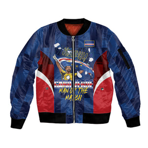 Custom Vozinha Cabo Verde Football Sleeve Zip Bomber Jacket Tubaroes Azuis Man Of The Match