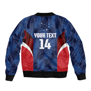 Custom Vozinha Cabo Verde Football Sleeve Zip Bomber Jacket Tubaroes Azuis Man Of The Match
