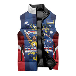 Custom Vozinha Cabo Verde Football Sleeveless Puffer Jacket Tubaroes Azuis Man Of The Match