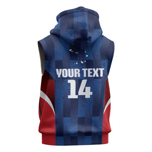 Custom Vozinha Cabo Verde Football Sleeveless Zip Hoodie Tubaroes Azuis Man Of The Match
