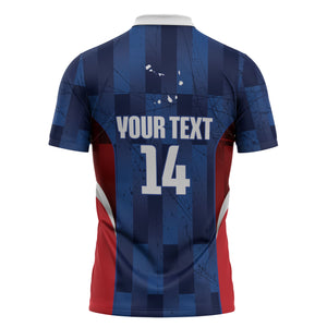 Custom Vozinha Cabo Verde Football Zipper Polo Shirt Tubaroes Azuis Man Of The Match