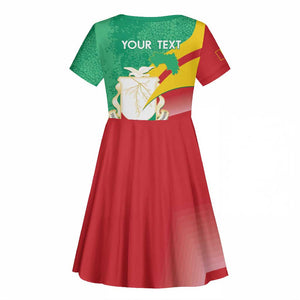 Personalised Guinea Independence Day Kid Short Sleeve Dress Happy 2 October Guinee Coat Of Arms