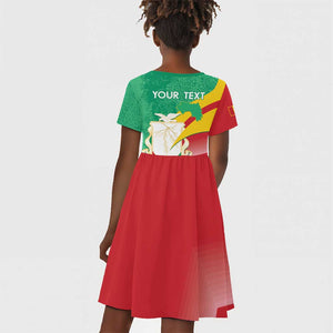 Personalised Guinea Independence Day Kid Short Sleeve Dress Happy 2 October Guinee Coat Of Arms