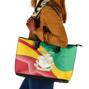 Personalised Guinea Independence Day Leather Tote Bag Happy 2 October Guinee Coat Of Arms