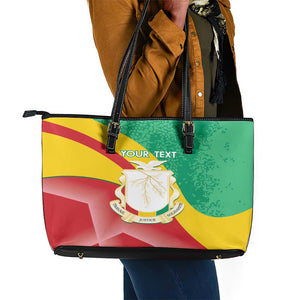 Personalised Guinea Independence Day Leather Tote Bag Happy 2 October Guinee Coat Of Arms