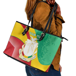 Personalised Guinea Independence Day Leather Tote Bag Happy 2 October Guinee Coat Of Arms