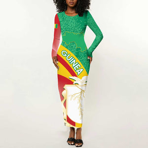 Personalised Guinea Independence Day Long Sleeve Bodycon Dress Happy 2 October Guinee Coat Of Arms