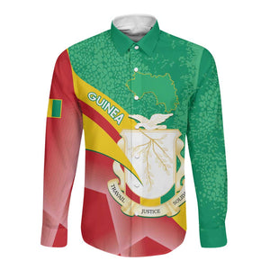 Personalised Guinea Independence Day Long Sleeve Button Shirt Happy 2 October Guinee Coat Of Arms