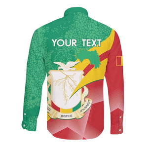 Personalised Guinea Independence Day Long Sleeve Button Shirt Happy 2 October Guinee Coat Of Arms