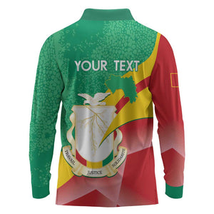 Personalised Guinea Independence Day Long Sleeve Polo Shirt Happy 2 October Guinee Coat Of Arms