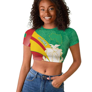 Personalised Guinea Independence Day Raglan Cropped T shirt Happy 2 October Guinee Coat Of Arms