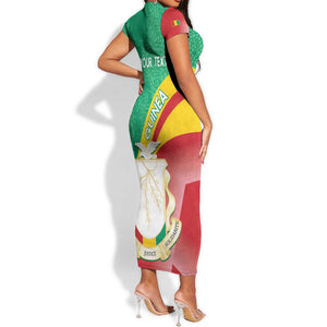 Personalised Guinea Independence Day Short Sleeve Bodycon Dress Happy 2 October Guinee Coat Of Arms