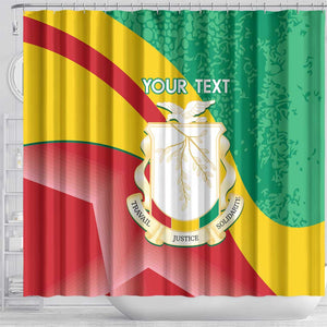 Personalised Guinea Independence Day Shower Curtain Happy 2 October Guinee Coat Of Arms