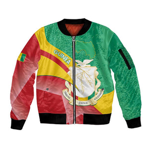 Personalised Guinea Independence Day Sleeve Zip Bomber Jacket Happy 2 October Guinee Coat Of Arms