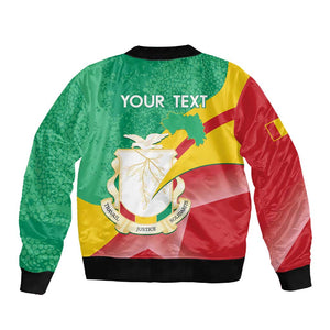 Personalised Guinea Independence Day Sleeve Zip Bomber Jacket Happy 2 October Guinee Coat Of Arms