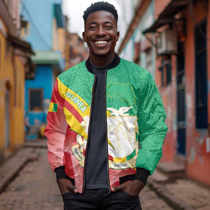 Personalised Guinea Independence Day Sleeve Zip Bomber Jacket Happy 2 October Guinee Coat Of Arms