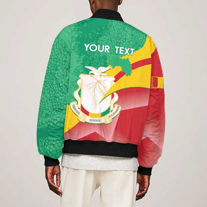 Personalised Guinea Independence Day Sleeve Zip Bomber Jacket Happy 2 October Guinee Coat Of Arms