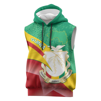 Personalised Guinea Independence Day Sleeveless Hoodie Happy 2 October Guinee Coat Of Arms - African Pride