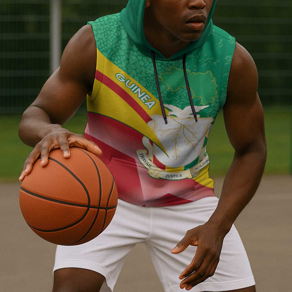 Personalised Guinea Independence Day Sleeveless Hoodie Happy 2 October Guinee Coat Of Arms - African Pride