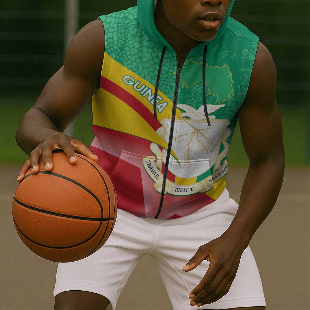 Personalised Guinea Independence Day Sleeveless Zip Hoodie Happy 2 October Guinee Coat Of Arms - African Pride