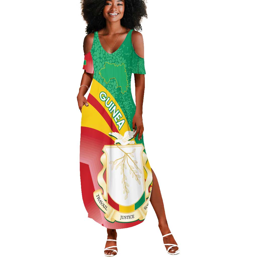 Personalised Guinea Independence Day Summer Maxi Dress Happy 2 October Guinee Coat Of Arms