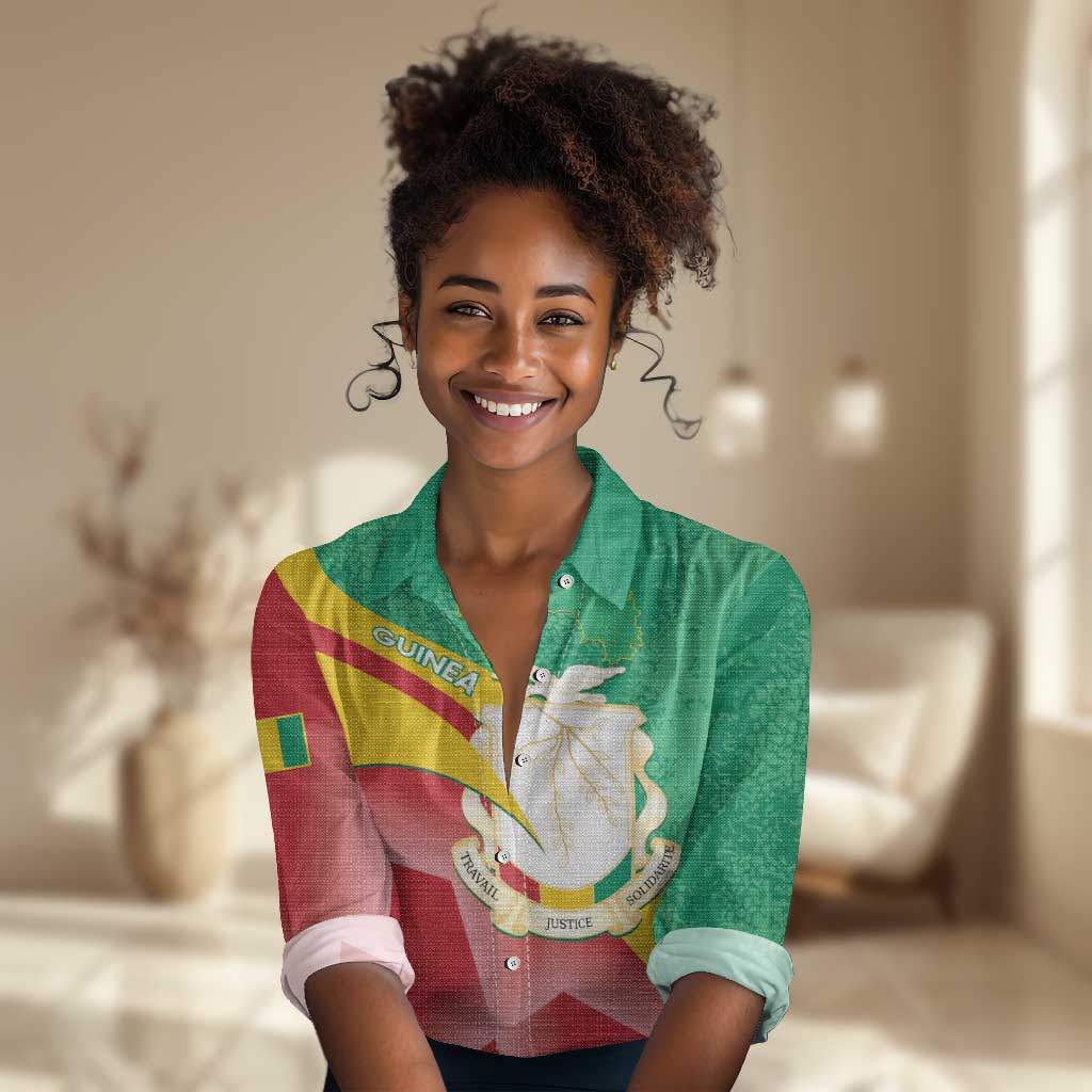 Personalised Guinea Independence Day Women Casual Shirt Happy 2 October Guinee Coat Of Arms