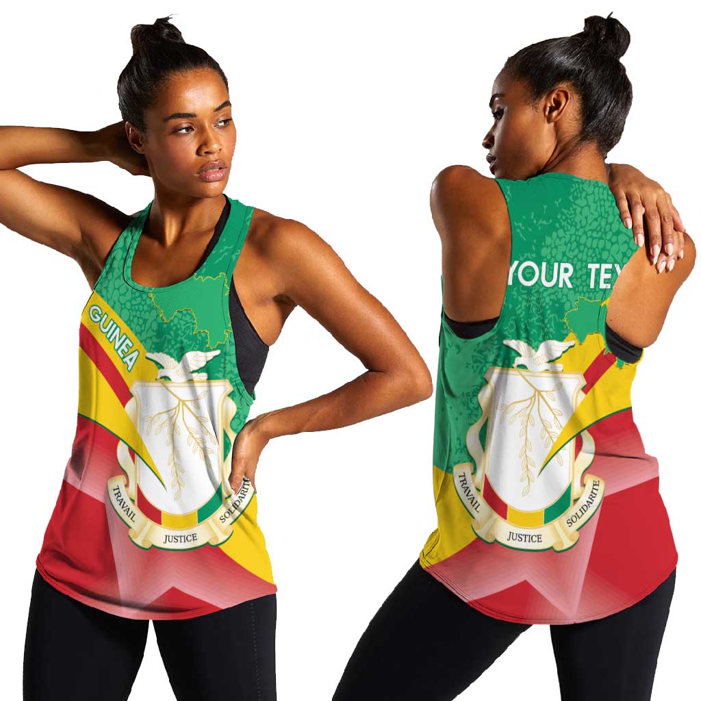 Personalised Guinea Independence Day Women Racerback Tank Happy 2 October Guinee Coat Of Arms