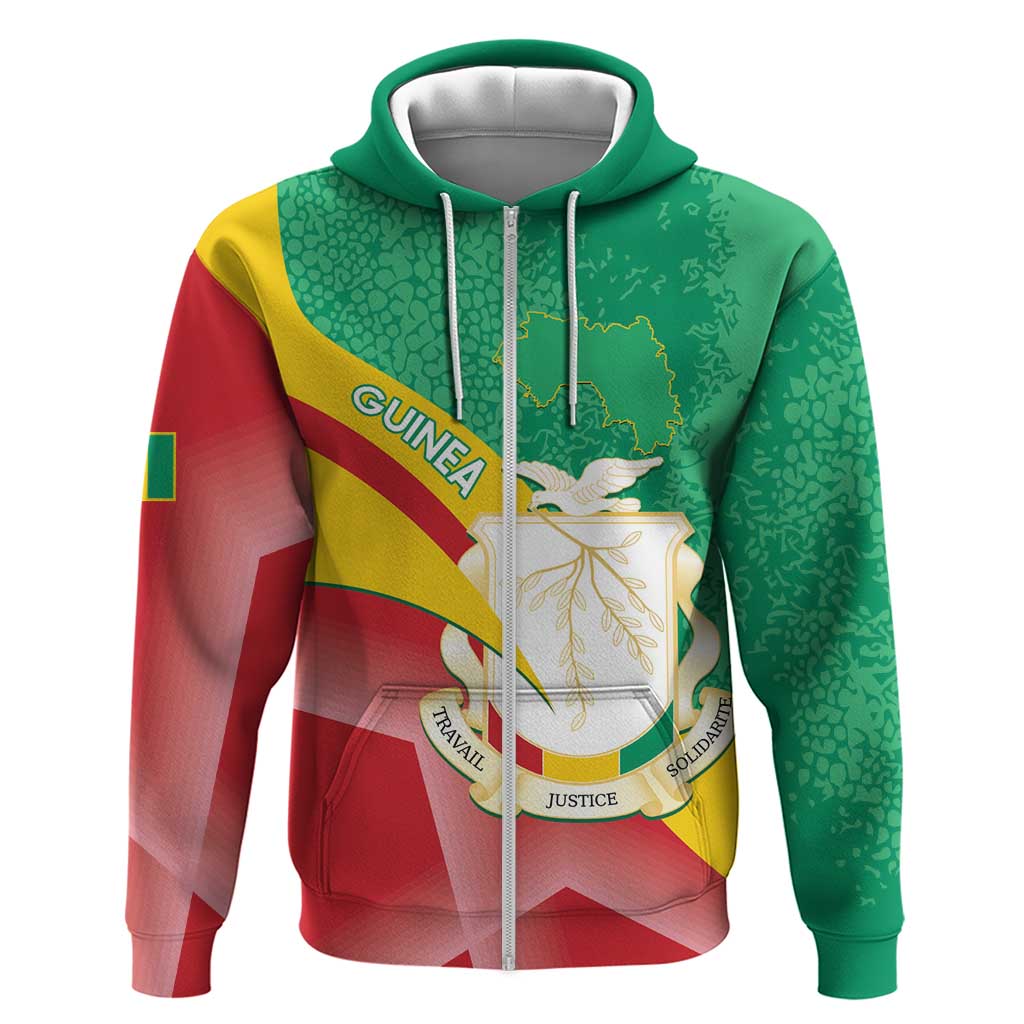 Personalised Guinea Independence Day Zip Hoodie Happy 2 October Guinee Coat Of Arms