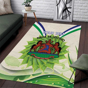 Personalised Lesotho Independence Day Area Rug Aloe Polyphylla Mix Coat Of Arms