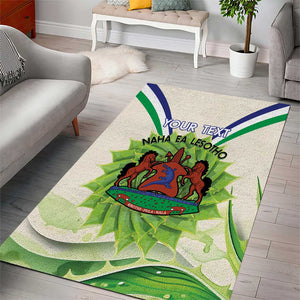 Personalised Lesotho Independence Day Area Rug Aloe Polyphylla Mix Coat Of Arms