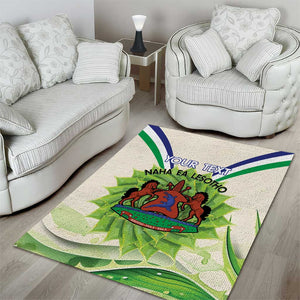 Personalised Lesotho Independence Day Area Rug Aloe Polyphylla Mix Coat Of Arms