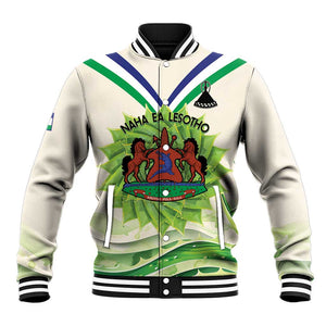 Personalised Lesotho Independence Day Baseball Jacket Aloe Polyphylla Mix Coat Of Arms LT14