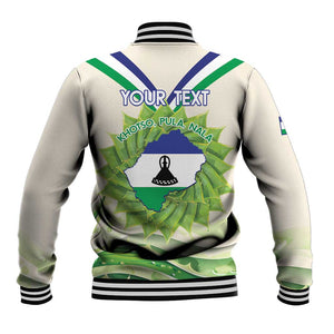 Personalised Lesotho Independence Day Baseball Jacket Aloe Polyphylla Mix Coat Of Arms LT14