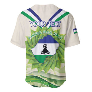 Personalised Lesotho Independence Day Baseball Jersey Aloe Polyphylla Mix Coat Of Arms