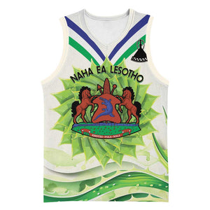 Personalised Lesotho Independence Day Basketball Jersey Aloe Polyphylla Mix Coat Of Arms LT14