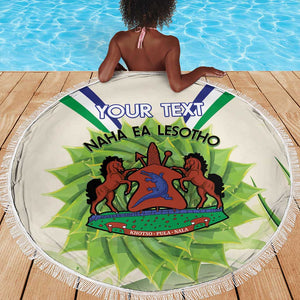 Personalised Lesotho Independence Day Beach Blanket Aloe Polyphylla Mix Coat Of Arms