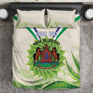 Personalised Lesotho Independence Day Bedding Set Aloe Polyphylla Mix Coat Of Arms