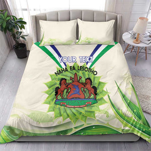 Personalised Lesotho Independence Day Bedding Set Aloe Polyphylla Mix Coat Of Arms