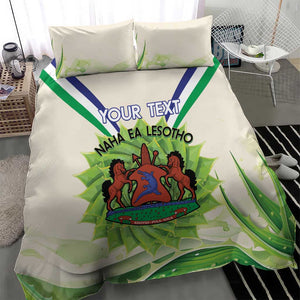 Personalised Lesotho Independence Day Bedding Set Aloe Polyphylla Mix Coat Of Arms