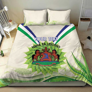 Personalised Lesotho Independence Day Bedding Set Aloe Polyphylla Mix Coat Of Arms