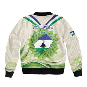 Personalised Lesotho Independence Day Bomber Jacket Aloe Polyphylla Mix Coat Of Arms