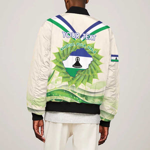 Personalised Lesotho Independence Day Bomber Jacket Aloe Polyphylla Mix Coat Of Arms