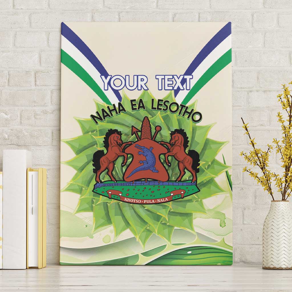 Personalised Lesotho Independence Day Canvas Wall Art Aloe Polyphylla Mix Coat Of Arms