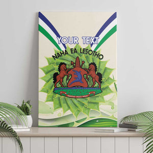 Personalised Lesotho Independence Day Canvas Wall Art Aloe Polyphylla Mix Coat Of Arms