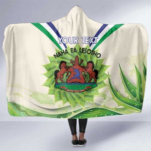 Personalised Lesotho Independence Day Hooded Blanket Aloe Polyphylla Mix Coat Of Arms