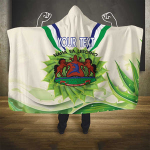 Personalised Lesotho Independence Day Hooded Blanket Aloe Polyphylla Mix Coat Of Arms