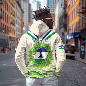 Personalised Lesotho Independence Day Hoodie Aloe Polyphylla Mix Coat Of Arms