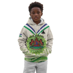 Personalised Lesotho Independence Day Kid Hoodie Aloe Polyphylla Mix Coat Of Arms